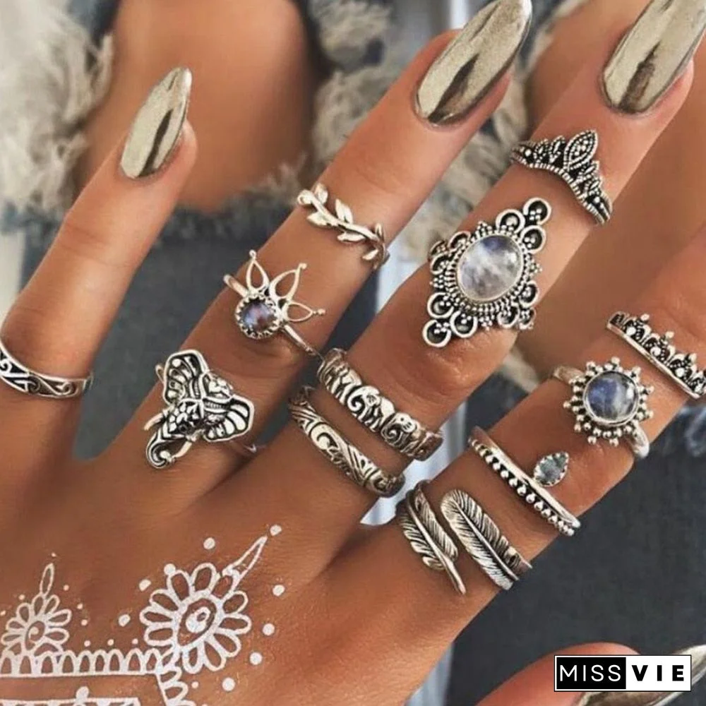 30 Styles Trendy Boho Midi Knuckle Ring Set For Women Crystal Geometric Finger Rings Fashion Bohemian Jewelry