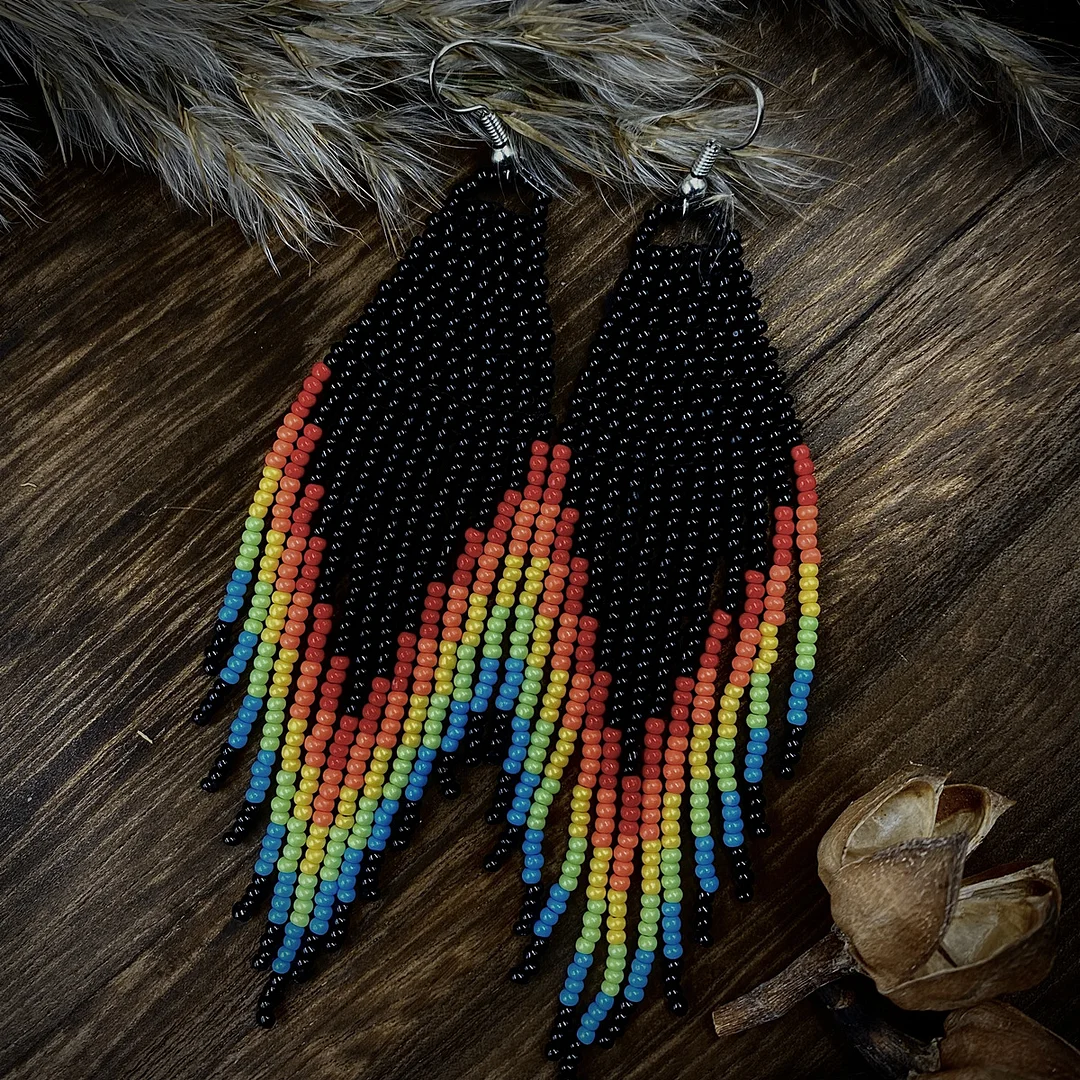 Hand Braided Tassel Earrings-Black