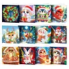 12Pcs Diamond Painting Snowman Animals Greeting Card Set with Envelope