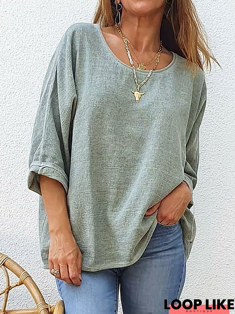 Plus size Solid Casual Tops