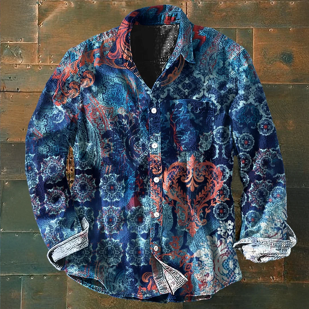 Creative Abstract Patterned Brushstroke Casual Shirt