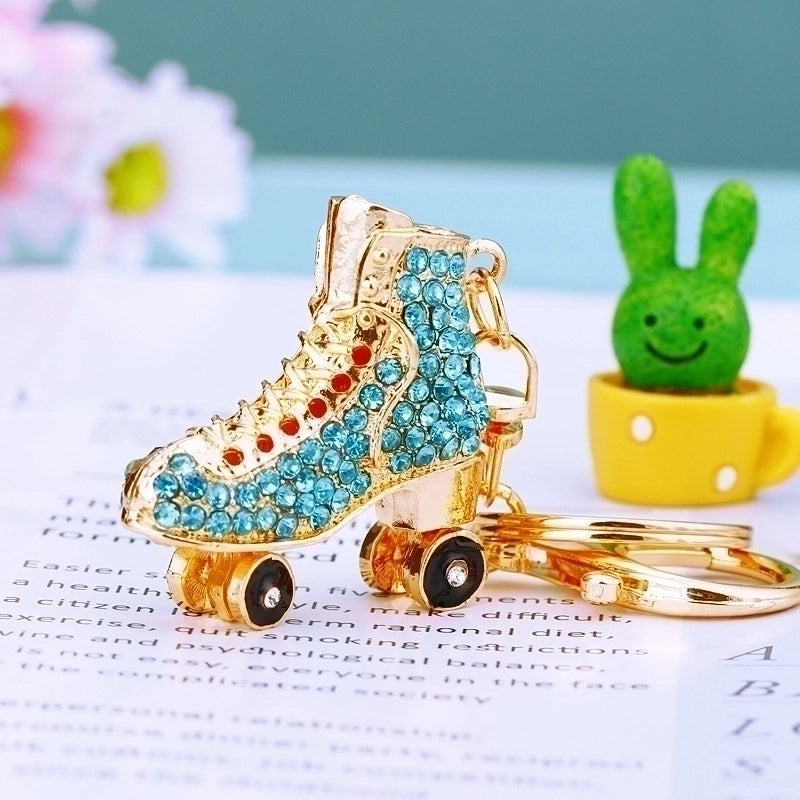 Elegant Lady Korean Style Skates Metal Inlay Rhinestones Women’s Bag Pendant Keychain