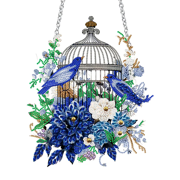 Acrylic DIY Diamond Painting Ornaments Flower Birdcage Crystal Painting Ornament