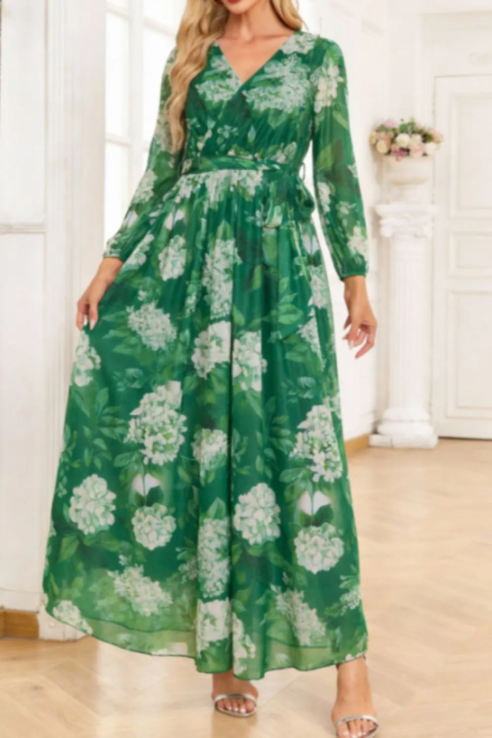 Floral Print Long Sleeve Maxi Dress mysite idetrend