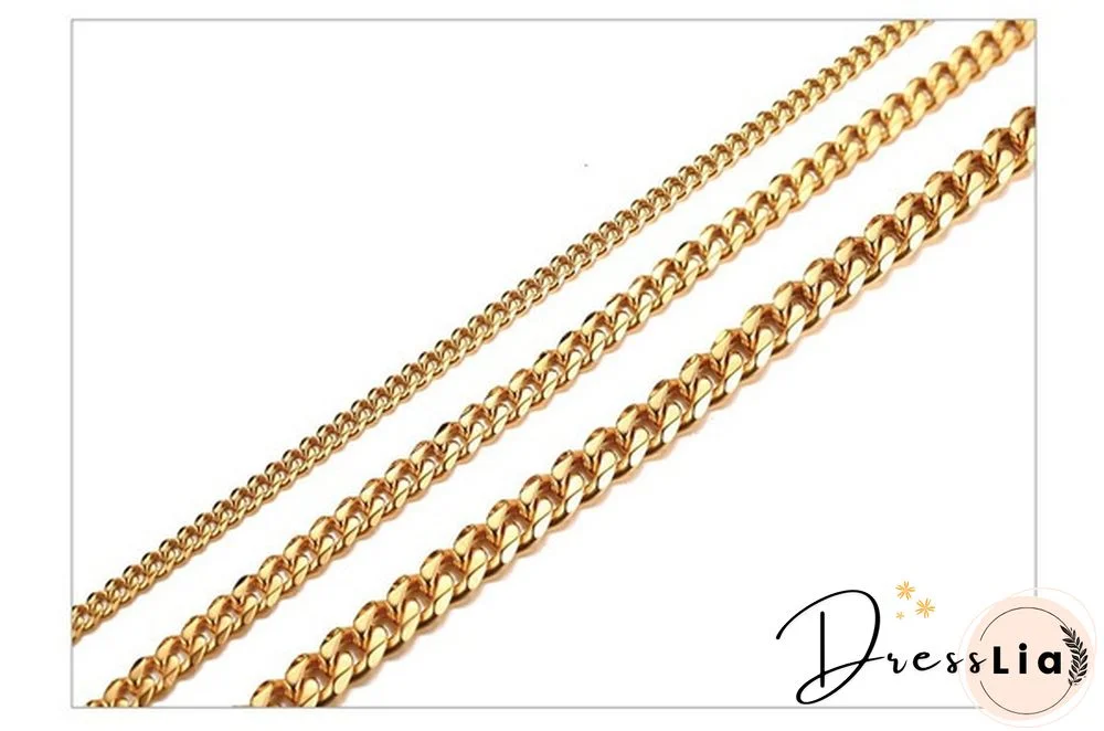 Men's Necklace Stainless Steel Cuban Link Chain Silver Color Male Jewelry Gifts for Men 3COLORS