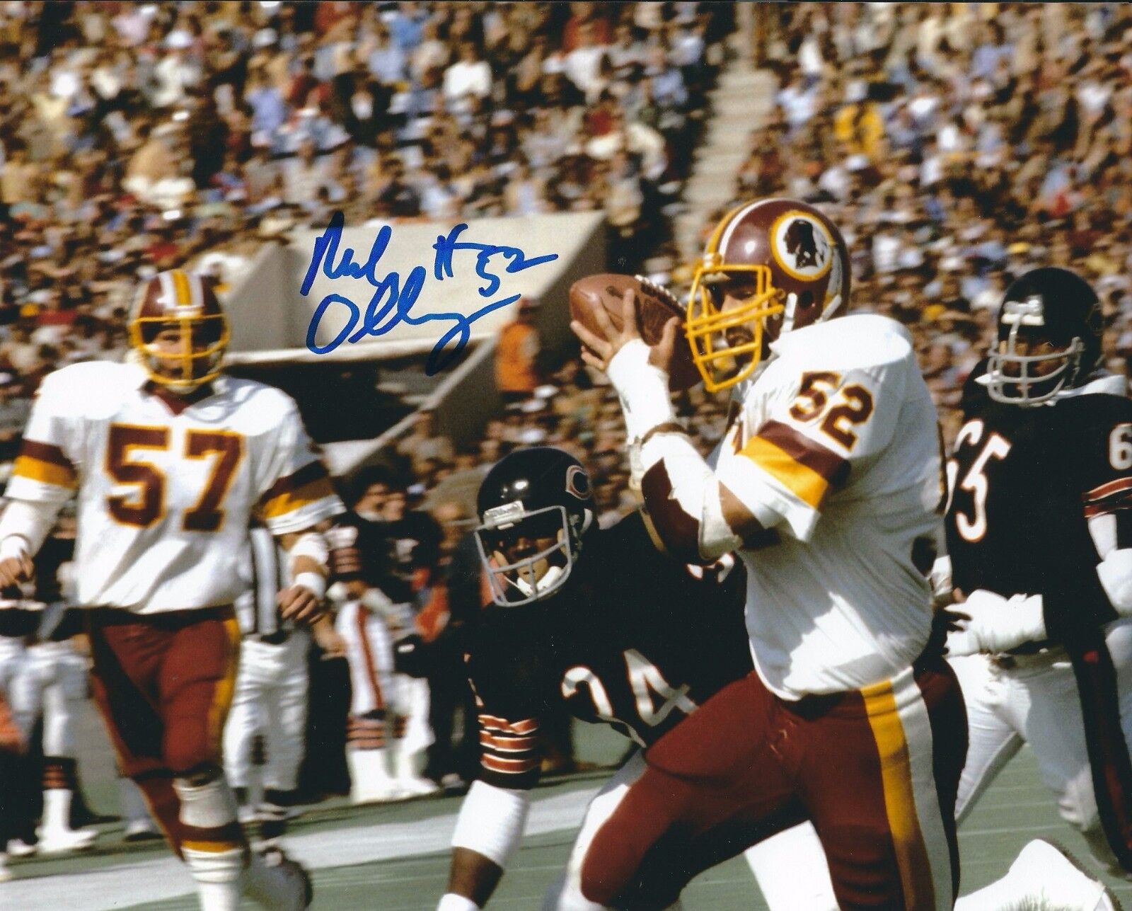 Signed 8x10 NEAL OLKEWICZ Washington Redskins Autographed Photo Poster painting - w/ COA