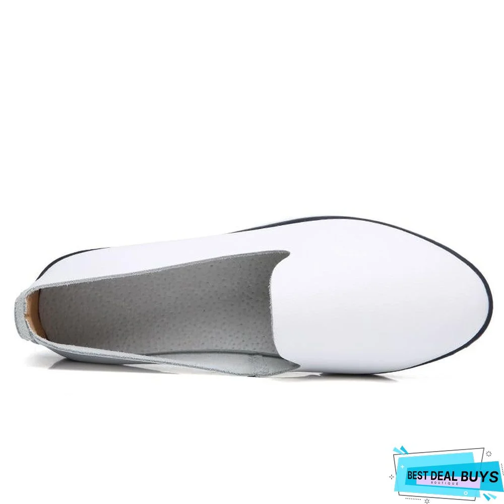 Women Ballet Flats Shoes Genuine Leather Slip On Shallow Moccasins Flats Shoes