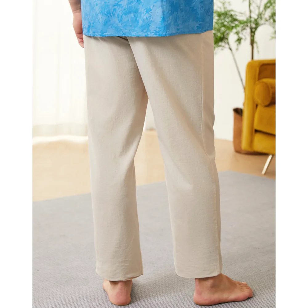 Men's Textured Linen Comfort Beach Trousers-inspireuse