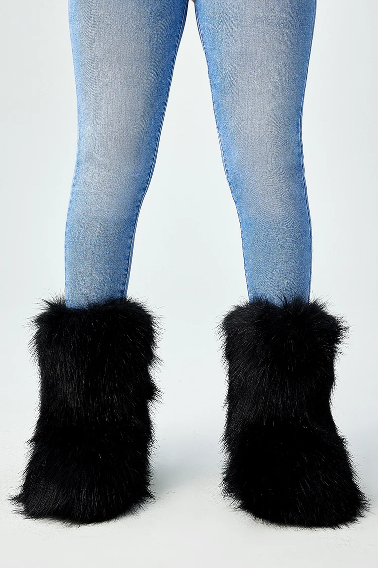 Xpluswear Design Plus Size High-Gang Imitation Fur Deep-Mouth Round Head Snow Boots