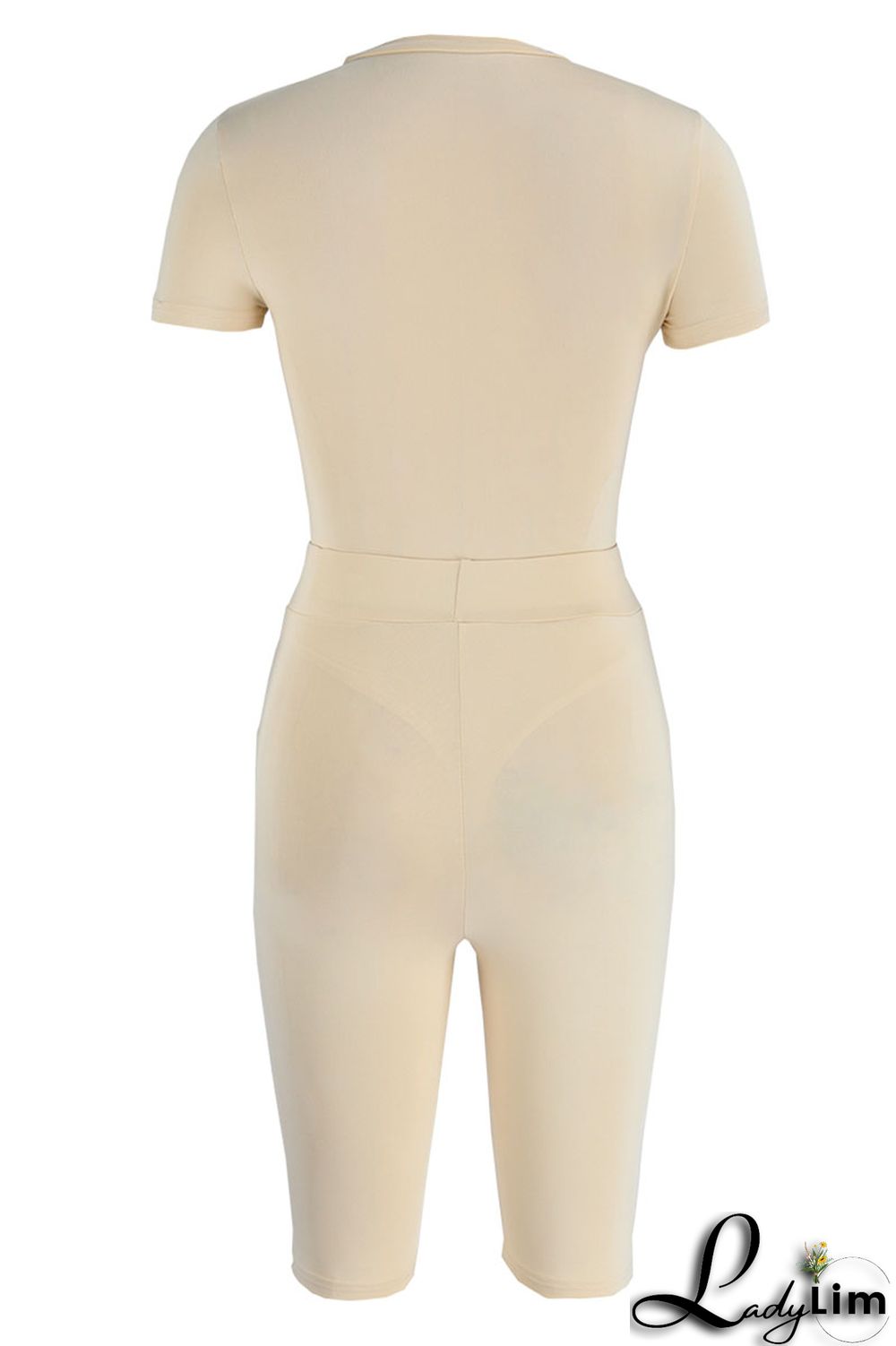 White Solid Patchwork O Neck Short Sleeve Two Pieces