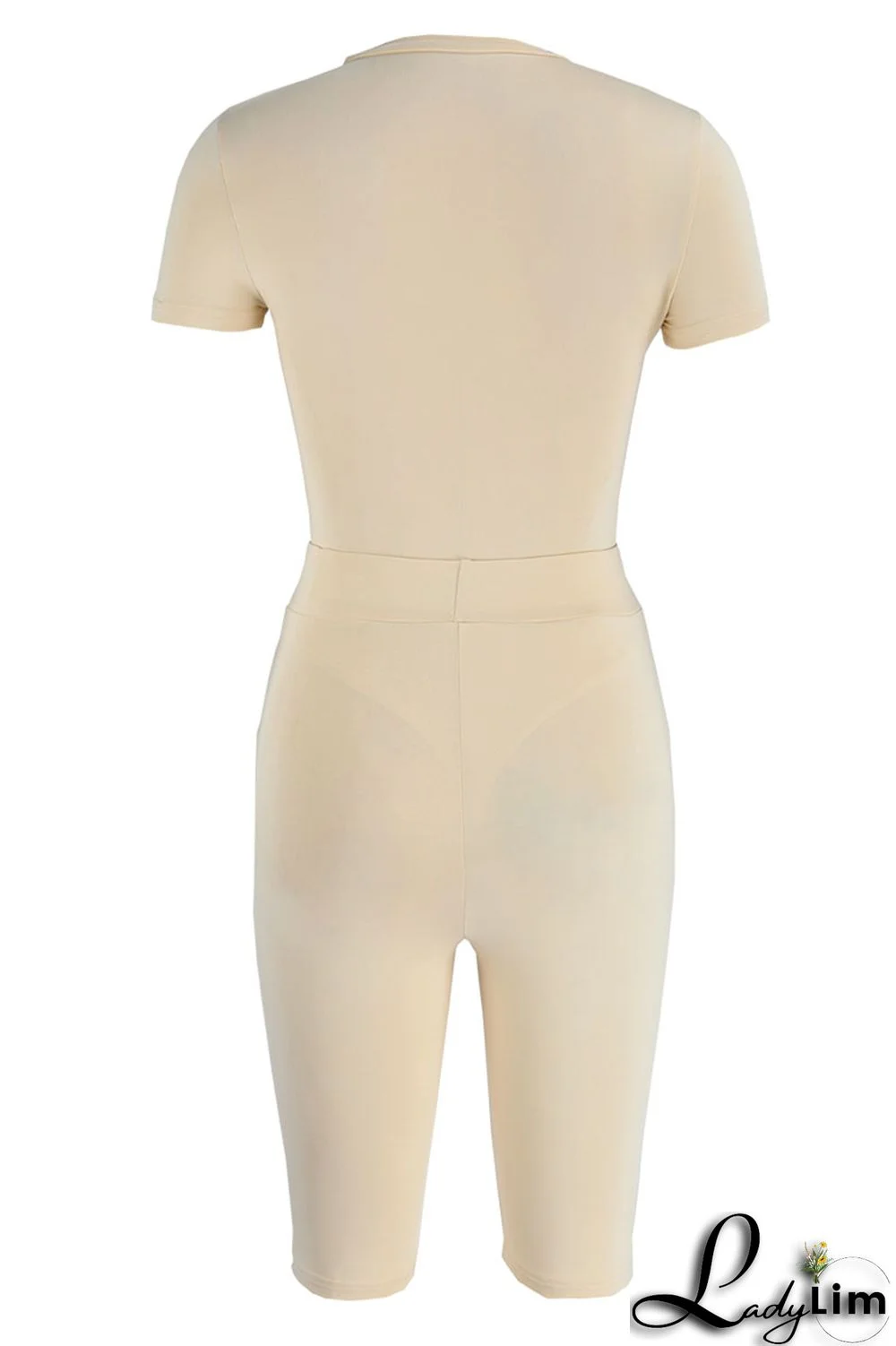 White Solid Patchwork O Neck Short Sleeve Two Pieces