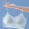 Summer Ultra-Thin Beautiful Back Spaghetti Strap Ice Silk Seamless Underwear Gathered Breathable Women's Suspender Bra