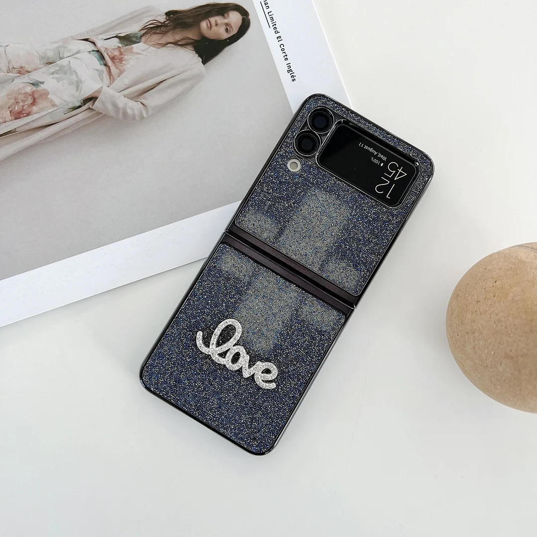 Luxury Electroplated Glitter Rhinestones Love phone case For Galaxy Z Flip3/Flip4