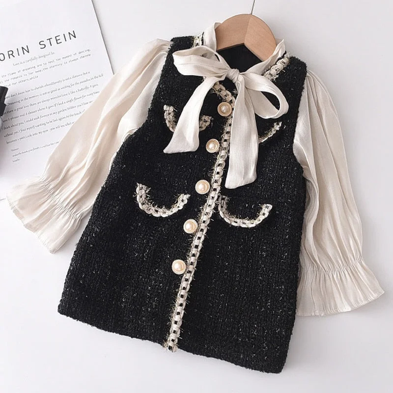 Bear Leader Girls Princess Patchwork Dress 2022 New Fashion Party Costumes Kids Bowtie Casual Outfits Baby Lovely Suits for 2 7Y