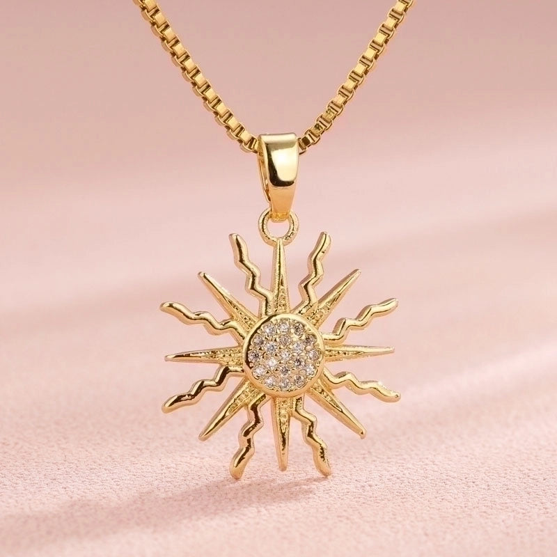 Vintage Style Heart Shape Flower Bow Knot Stainless Steel Copper Plating Inlay 18K Gold Plated Zircon Pendant Necklace