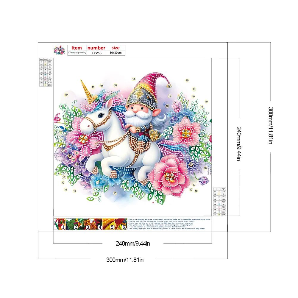 Diamond Painting - Partial Special Shaped Drill - Unicorn Gnome(Canvas|30*30cm)