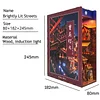 3D Wooden Puzzle Dollhouse with Sensor Light Bookshelf Insert Decor Mini Furniture Book Nook