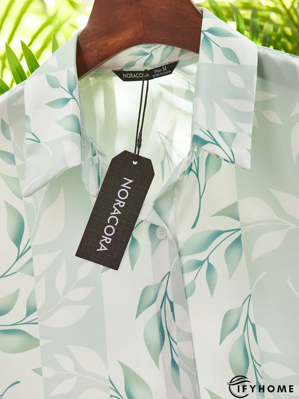 Shirt Collar Leaves Short Sleeve Blouse | IFYHOME