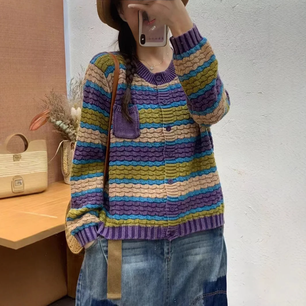 Chicfifth Sweater Women Winter Long Sleeve High Quality Autumn Vintage Top Knitted Cardigan