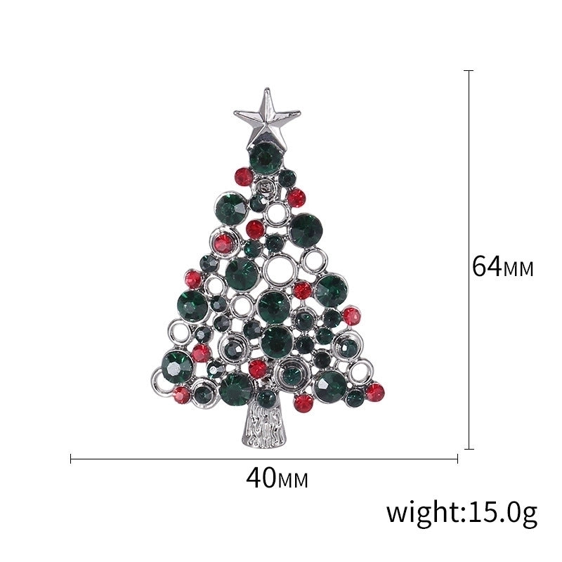 Fashion Pin Christmas Tree Alloy Inlay Rhinestones Women’S Brooches