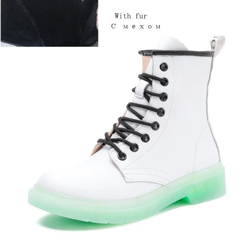 AIYUQI Female Martin shoes Women Winter Boots Shoes Fur 2021 New Genuine Leather Fashion Ankle Boots Student Flat