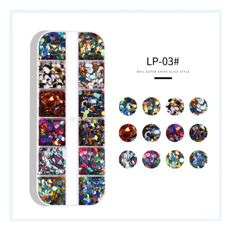 1 Box12 Grids Mixed Nail Art Deco Butterfly Patch Laser Symphony Star Butterfly Fluorescent DIY Nail Art Decoration Sequins