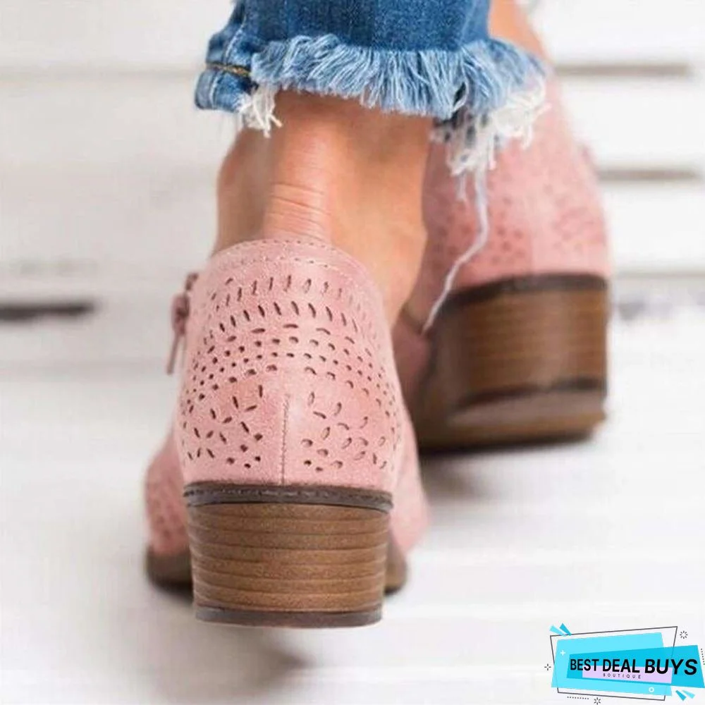 Leisure Hollow Low-heeled Shoes Women Sandals