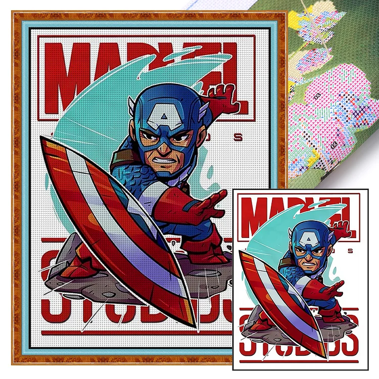Avengers-Captain America - Printed Cross Stitch 11CT 40*55CM