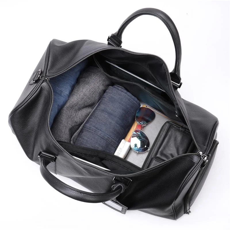 Large Capacity Travelling Simple Style Handy Trendy Leather Chunky Duffel Bag