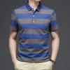 Classic striped business casual polo shirt