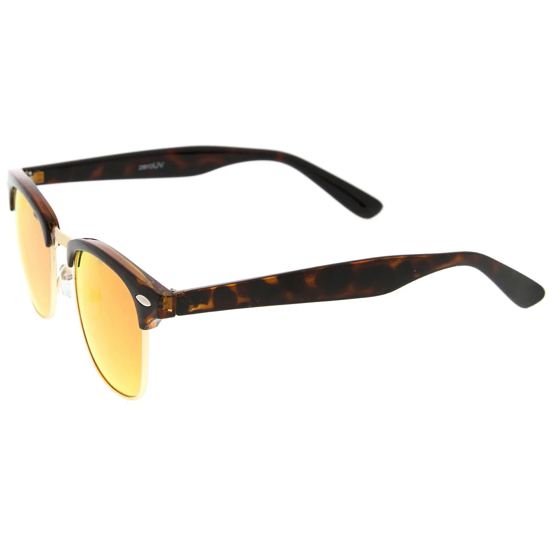 Premium Half Frame Colored Mirror Lens Horn Rimmed glasses 50mm