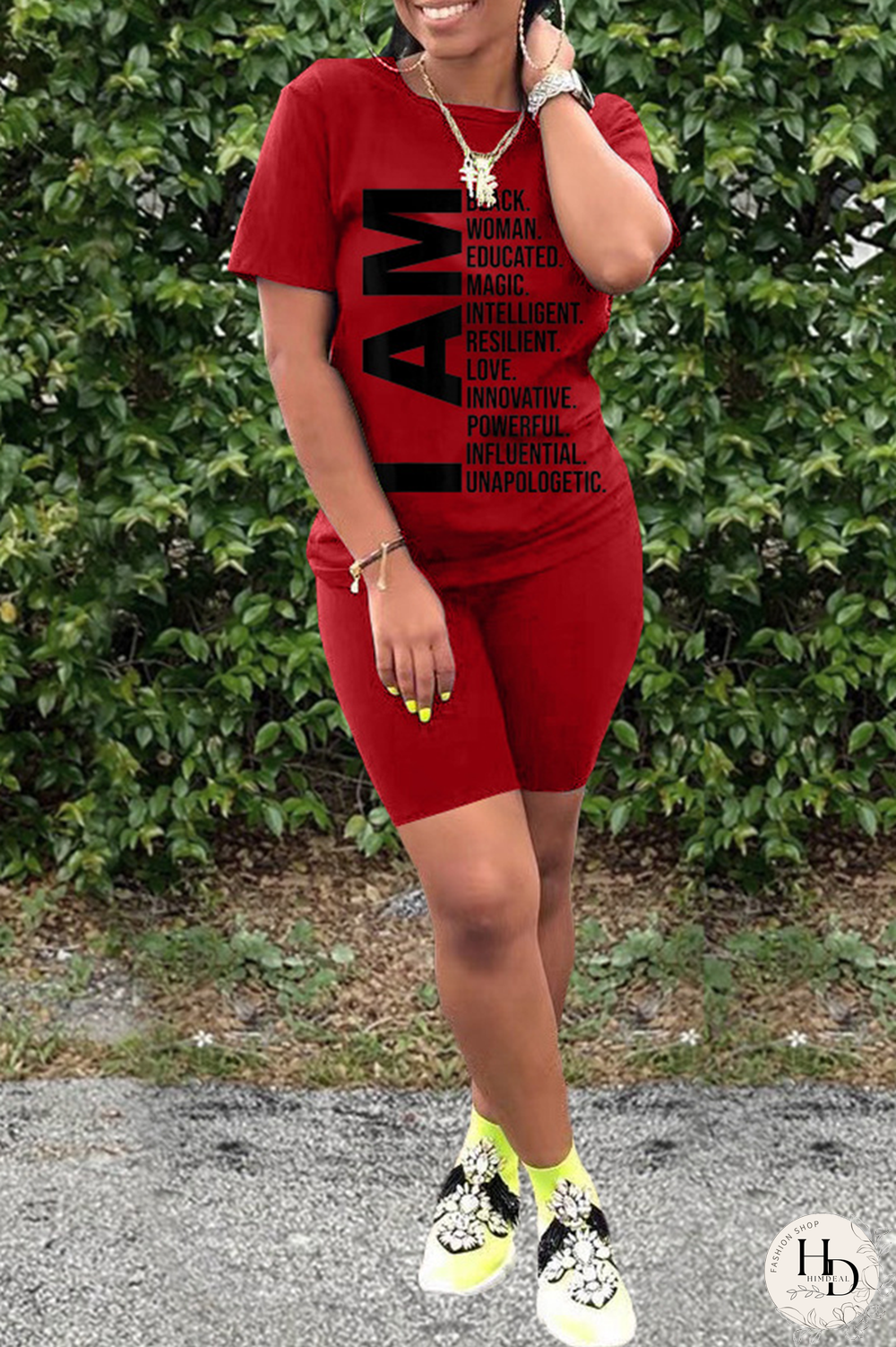 Black Casual Print Split Joint O Neck Short Sleeve Two Pieces