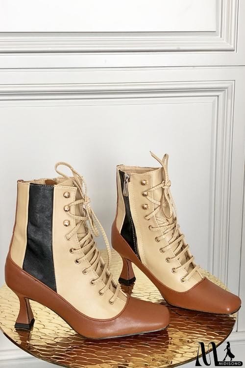 MidiSono - Vintage Zipper Lace Up Boots