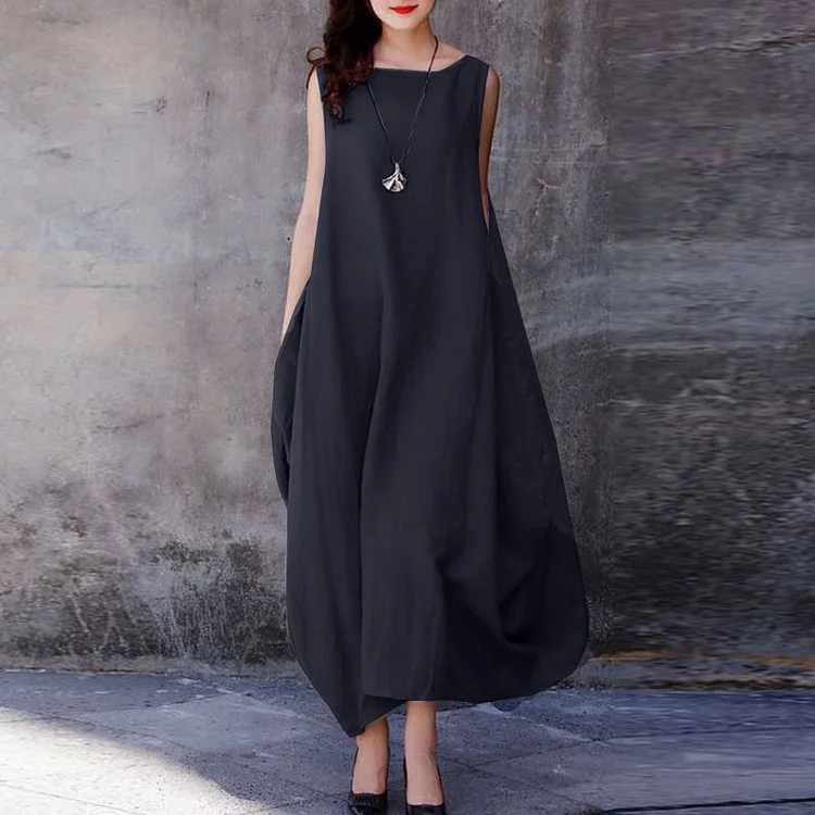 Minimalist Crinkle Pocket Dress