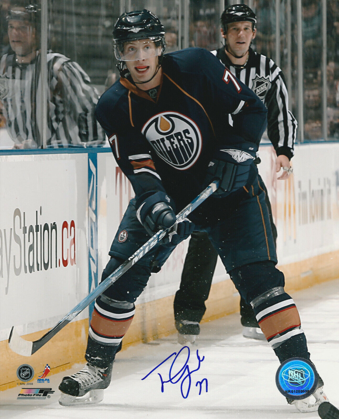 TOM GILBERT SIGNED EDMONTON OILERS 8x10 Photo Poster painting #2 Autograph