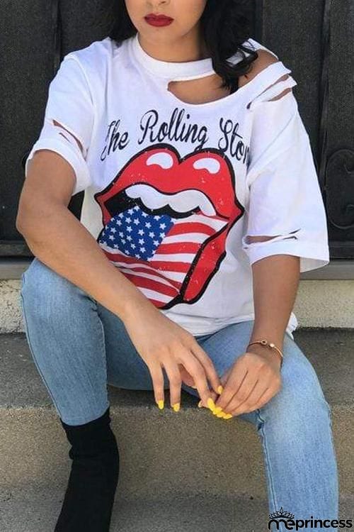 Ripped Red Lips T Shirt