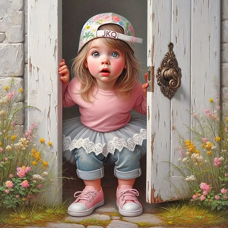 Cute Girl 40*40CM (Canvas) Full Round Drill Diamond Painting gbfke