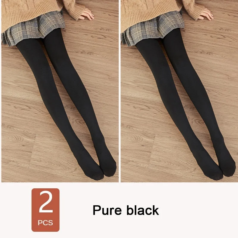 ATHVOTAR 2Pcs Winter Warm Pants Women Casual Thicken Elasticity Velvet Pants Thermal High Waist Pants for Women