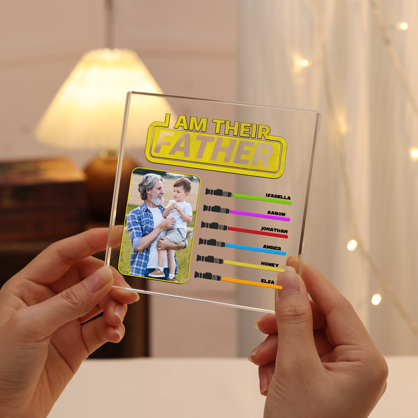 6 Names - Personalised Photo & Name Acrylic Square Keepsake Rectangle Plaque "I Am Their Father" Gifts for Dad-Jessemade AU