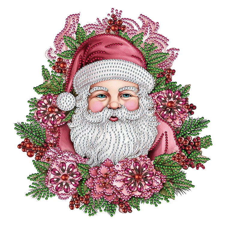 Partial Drills Special-shaped Drill Diamond Painting -Pink Santa Claus -  30*30cm