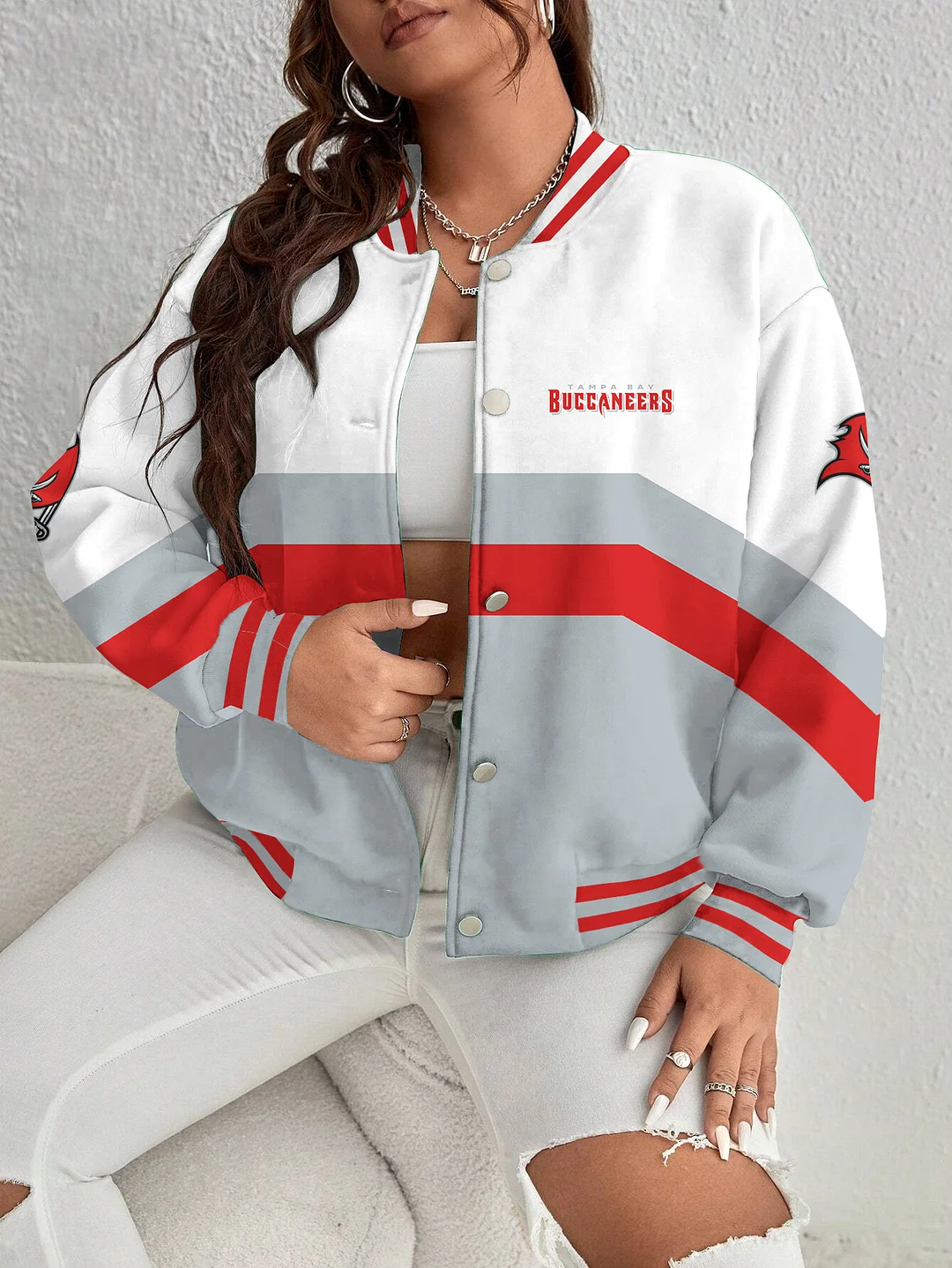 Tampa Bay Buccaneers Women's Long Pass Full- Snap Casual Jacket