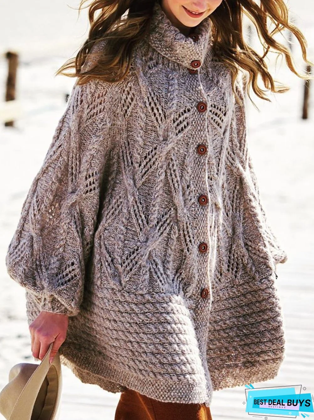 Sweater Vintage Cotton Knitted Sweater coat