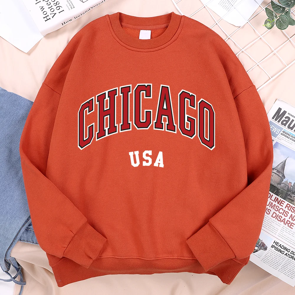 Unisex Chicago Usa Classic City Graphic Printed Casual Pullover Sweatshirt