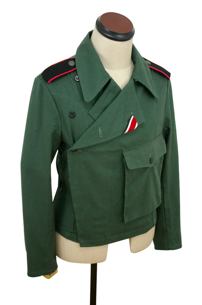   Wehrmacht German Panzer Summer HBT Reed Green Wrap Jacket Type II German-Uniform