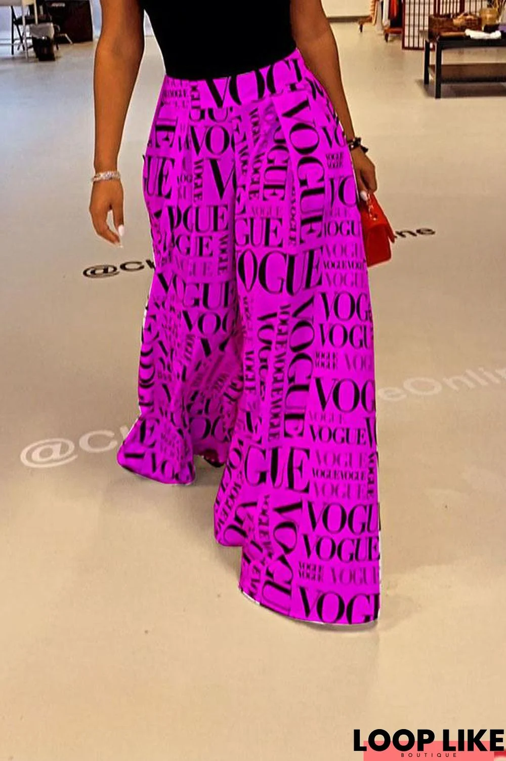 Printed Casual Vogue Letters Wide-leg Pants