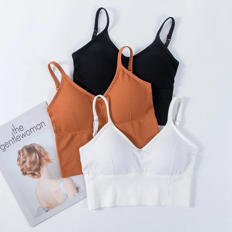 Sexy Backless Bralette Active Bra For Women Seamless Padded Bra Lingerie Cotton Wireless Comfortable Long Tops Brassiere