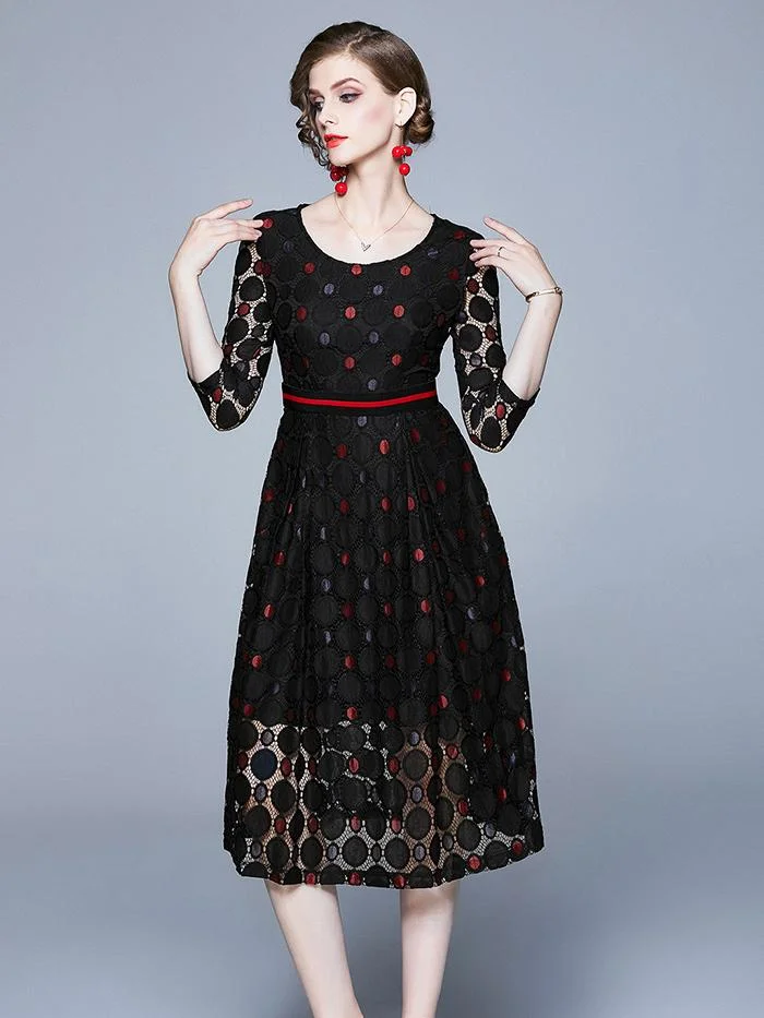 Lace temperament fashion mid-length dress