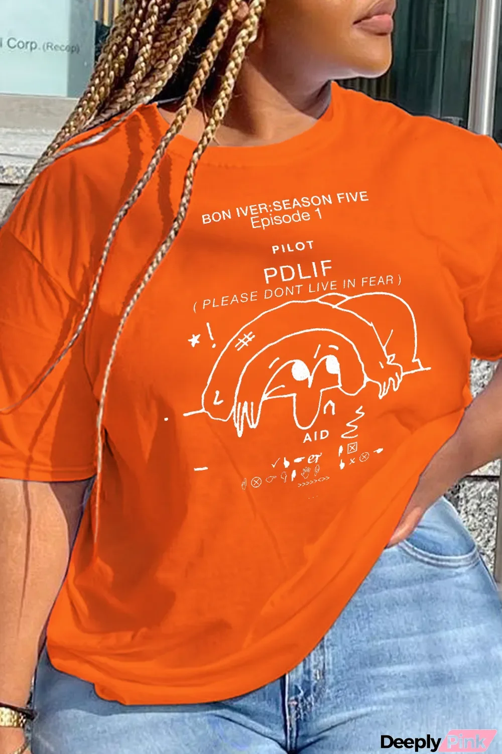 Orange Daily Print Patchwork O Neck T-Shirts