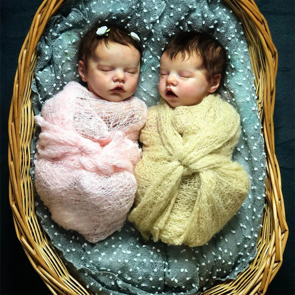 [Sleeping Twins] 12'' Real Lifelike Venda and Sumin Truly Twins Baby Eyes Closed Boy and Girl Dolls -Creativegiftss® - [product_tag] RSAJ-Creativegiftss®