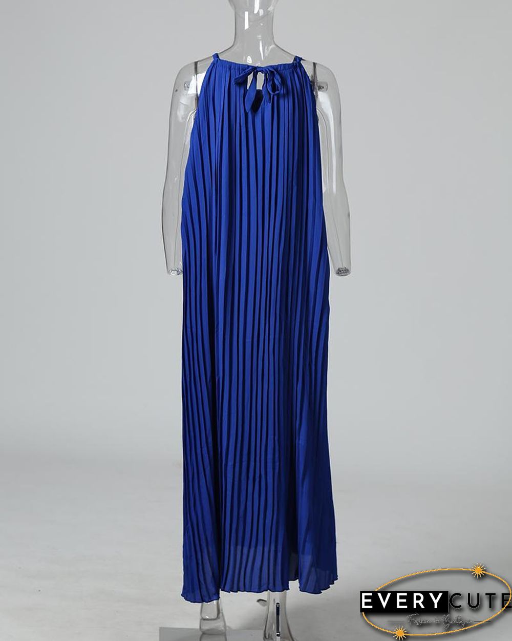 Hot Summer Halter Pleated Casual Maxi Dress P12371